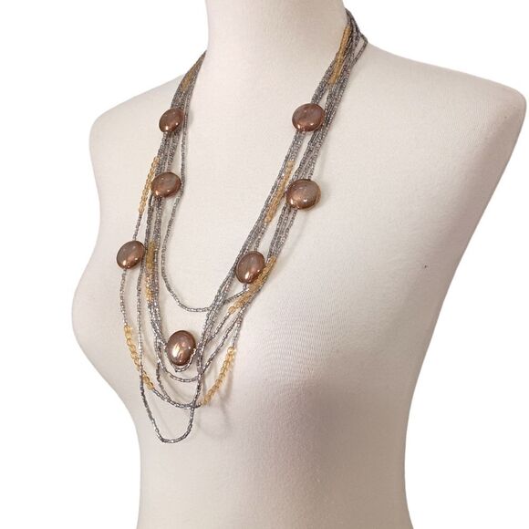 STUDIO GI Venetian Art Glass Necklace Italy Multi Strand 30" Boho Gypsy Flapper. - Picture 16 of 16